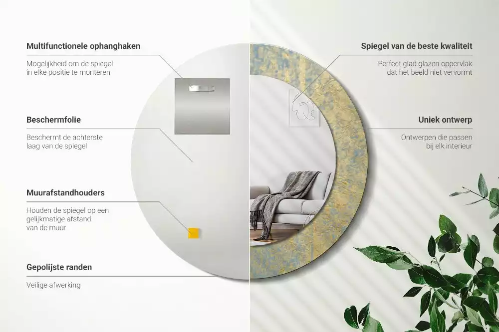 Espejo redondo impreso Patrón de loft