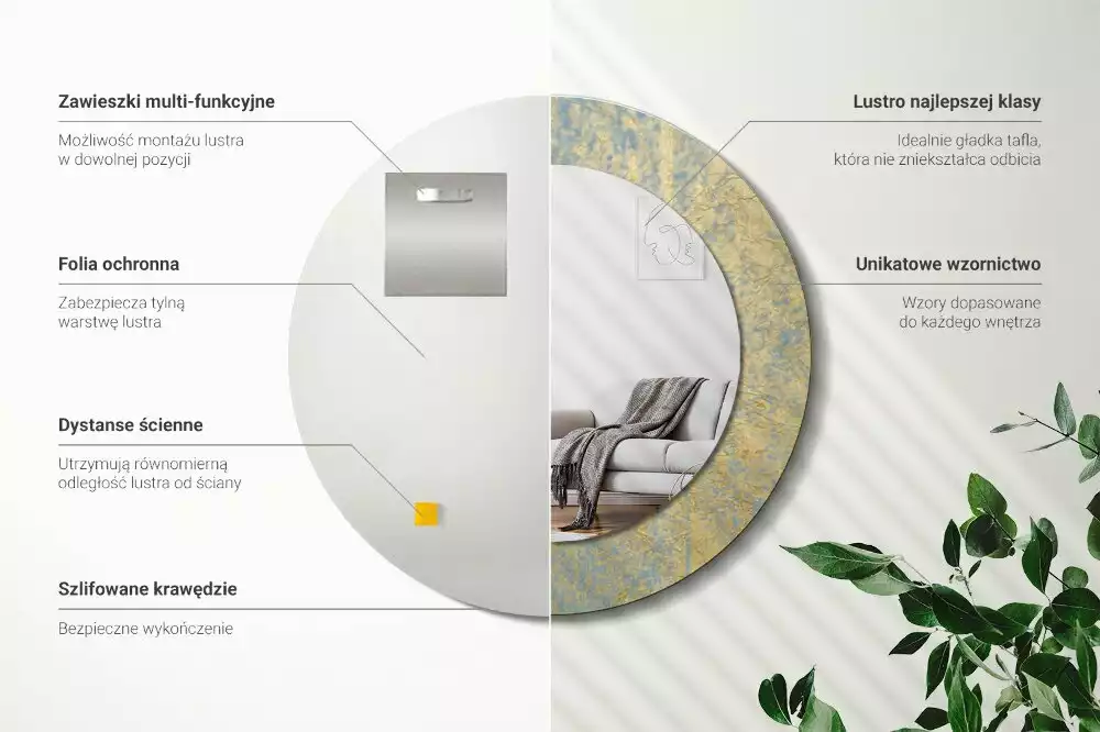 Espejo redondo impreso Patrón de loft