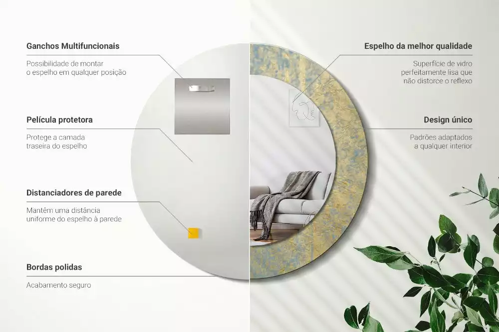 Espejo redondo impreso Patrón de loft