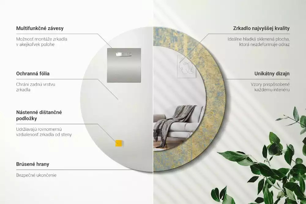 Espejo redondo impreso Patrón de loft