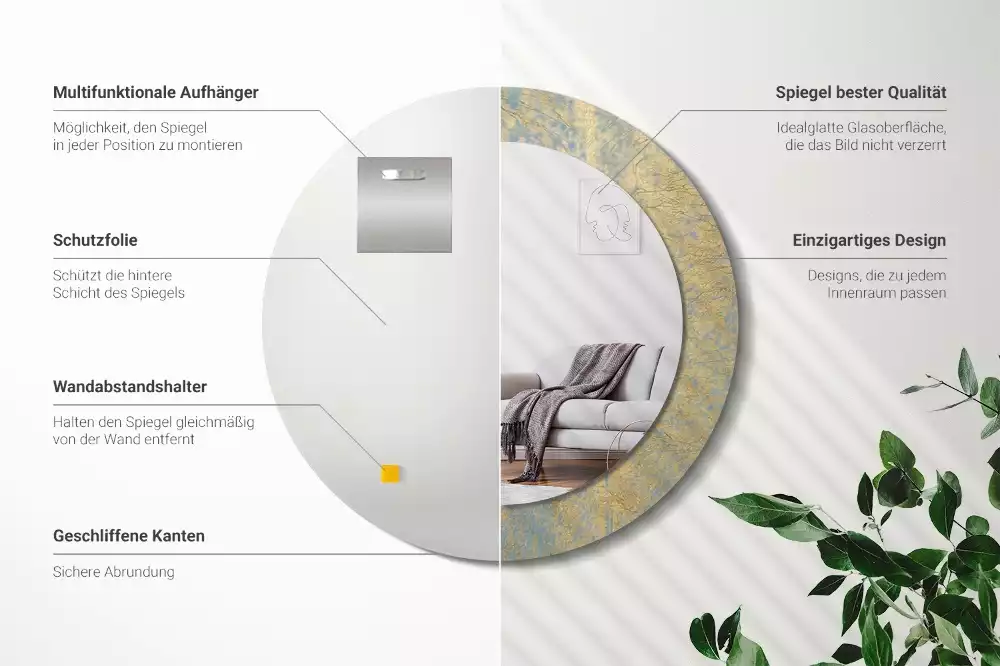 Espejo redondo impreso Patrón de loft