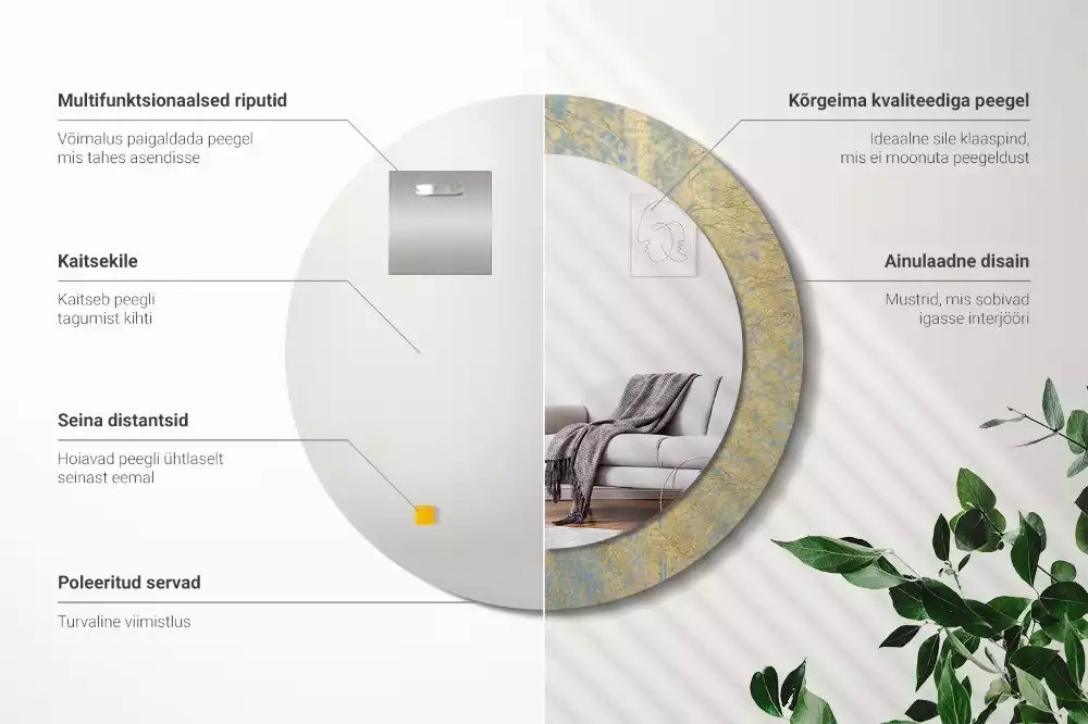 Espejo redondo impreso Patrón de loft