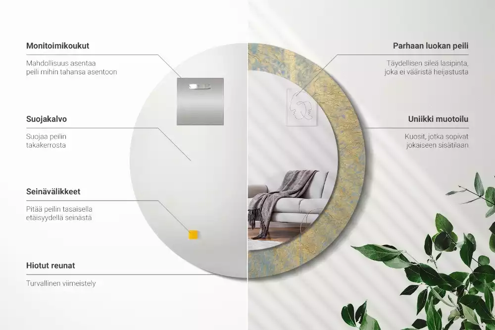 Espejo redondo impreso Patrón de loft