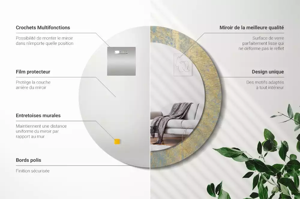 Espejo redondo impreso Patrón de loft