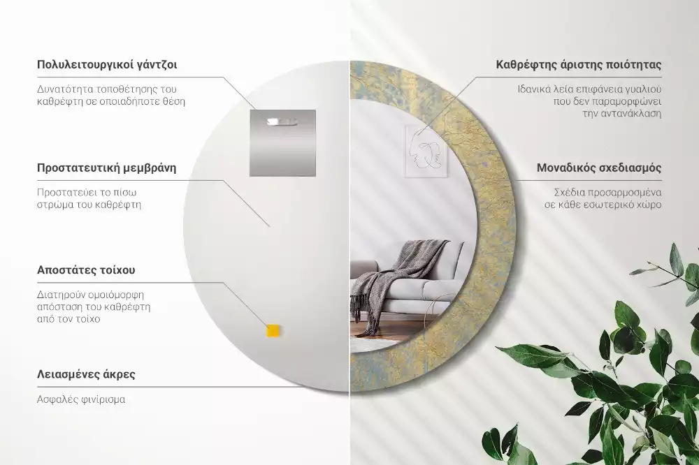 Espejo redondo impreso Patrón de loft