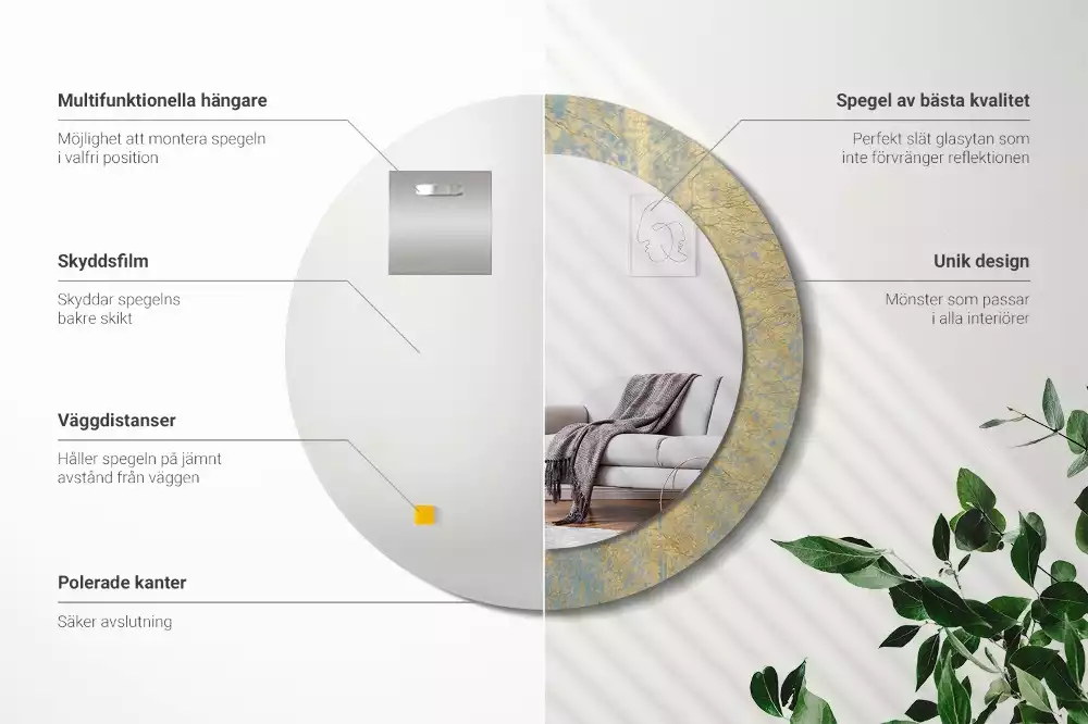 Espejo redondo impreso Patrón de loft