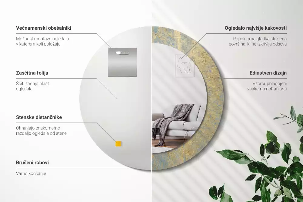 Espejo redondo impreso Patrón de loft