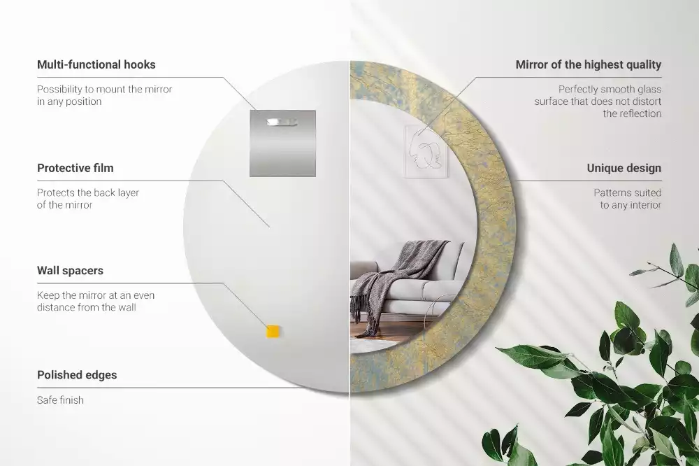 Espejo redondo impreso Patrón de loft