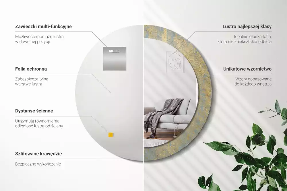 Espejo redondo impreso Patrón de loft