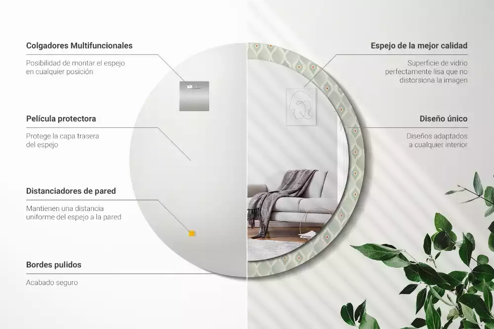 Espejo redondo con decoración vintage clásico