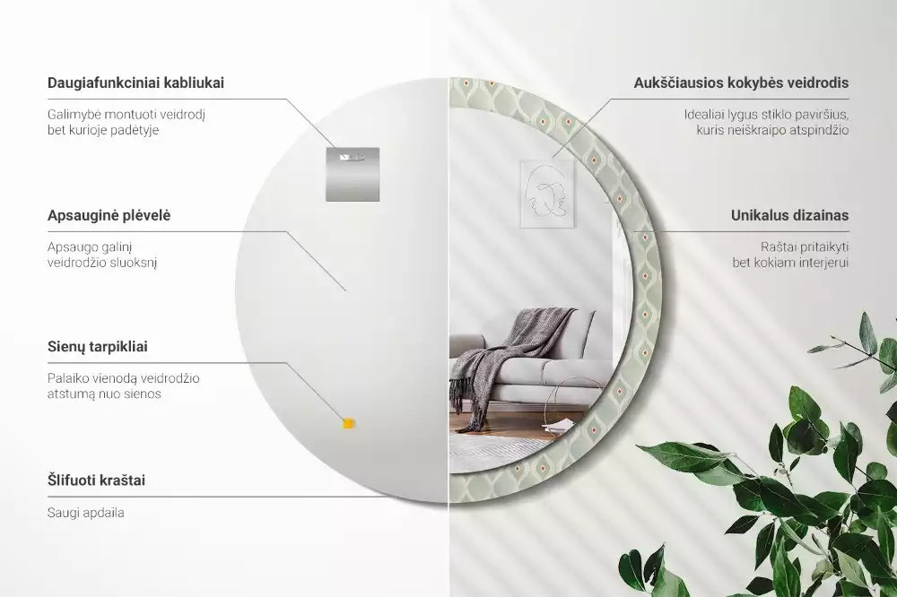 Espejo redondo con decoración vintage clásico