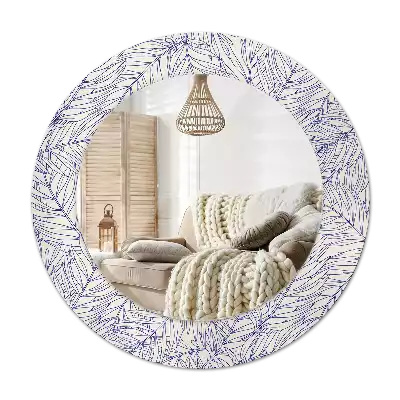 Espejo redondo con decoración Contorno de palmera tropical