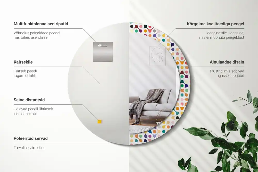 Espejo redondo estampado Puntos de arte pop