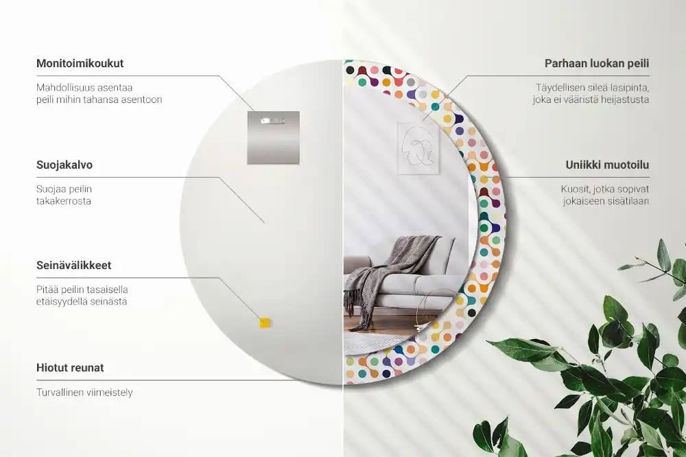 Espejo redondo estampado Puntos de arte pop