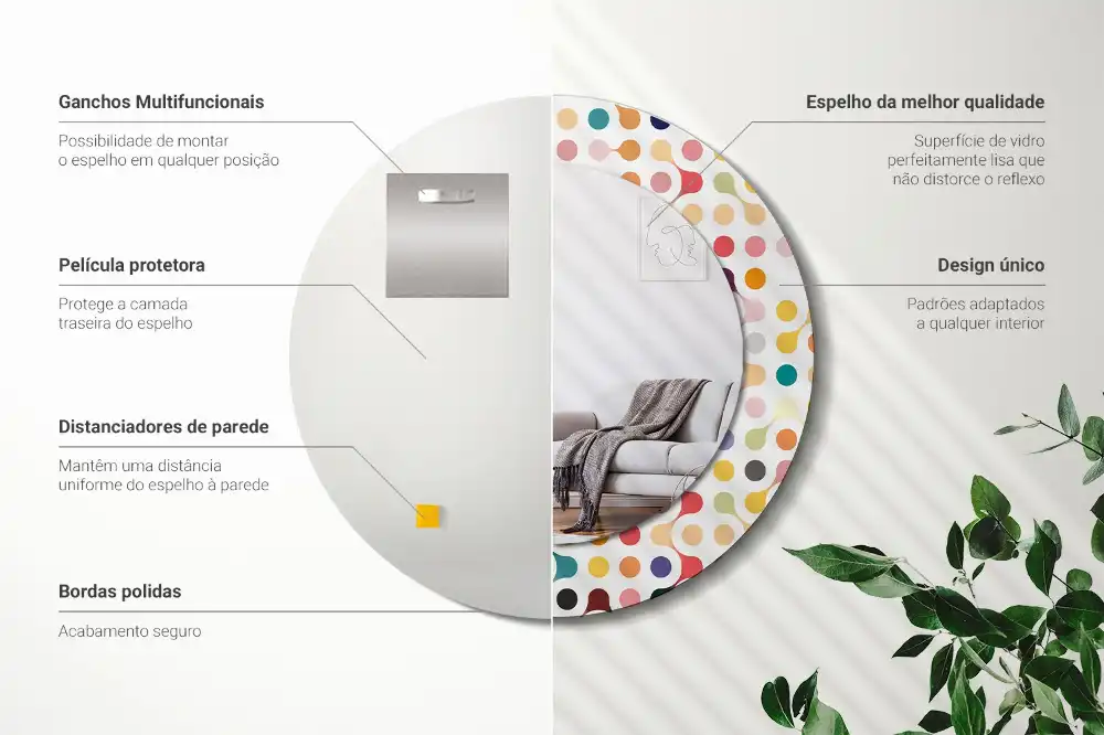 Espejo redondo estampado Puntos de arte pop