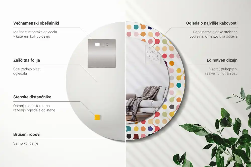 Espejo redondo estampado Puntos de arte pop