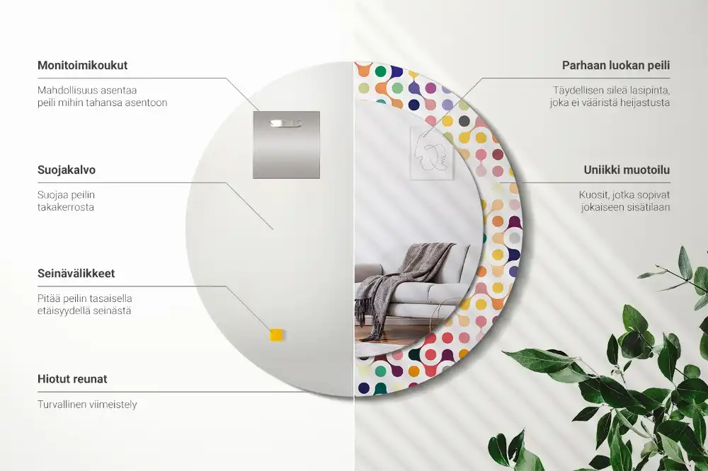 Espejo redondo estampado Puntos de arte pop