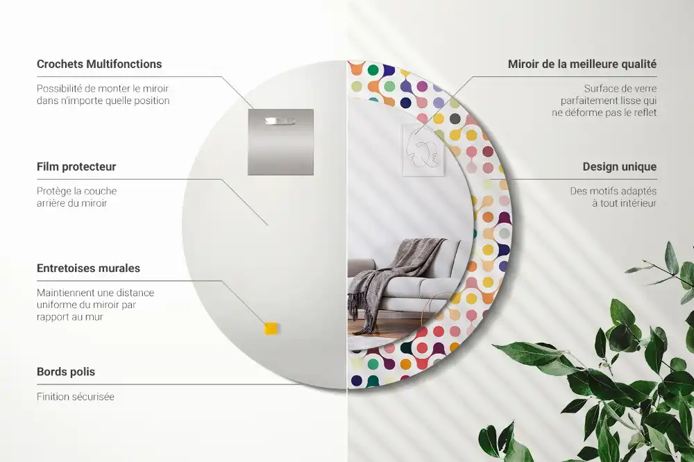 Espejo redondo estampado Puntos de arte pop