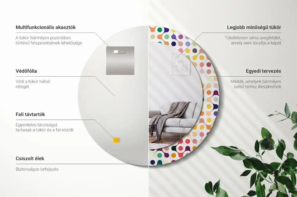 Espejo redondo estampado Puntos de arte pop