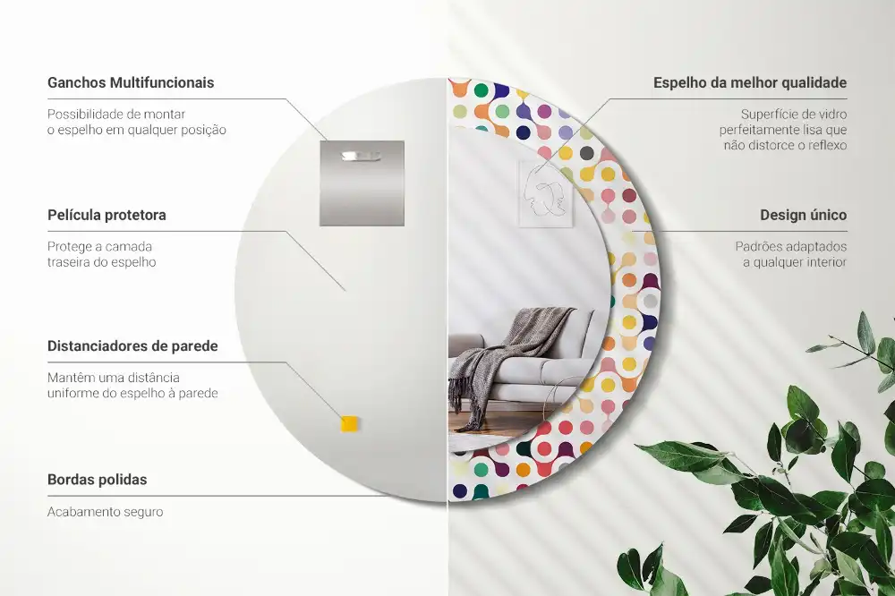 Espejo redondo estampado Puntos de arte pop