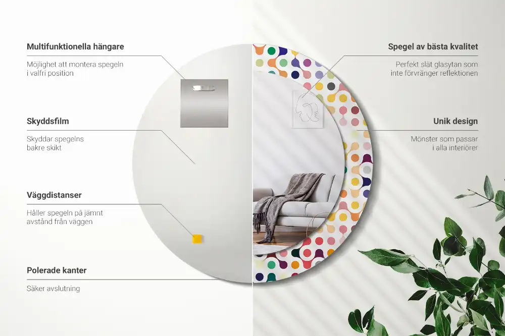 Espejo redondo estampado Puntos de arte pop