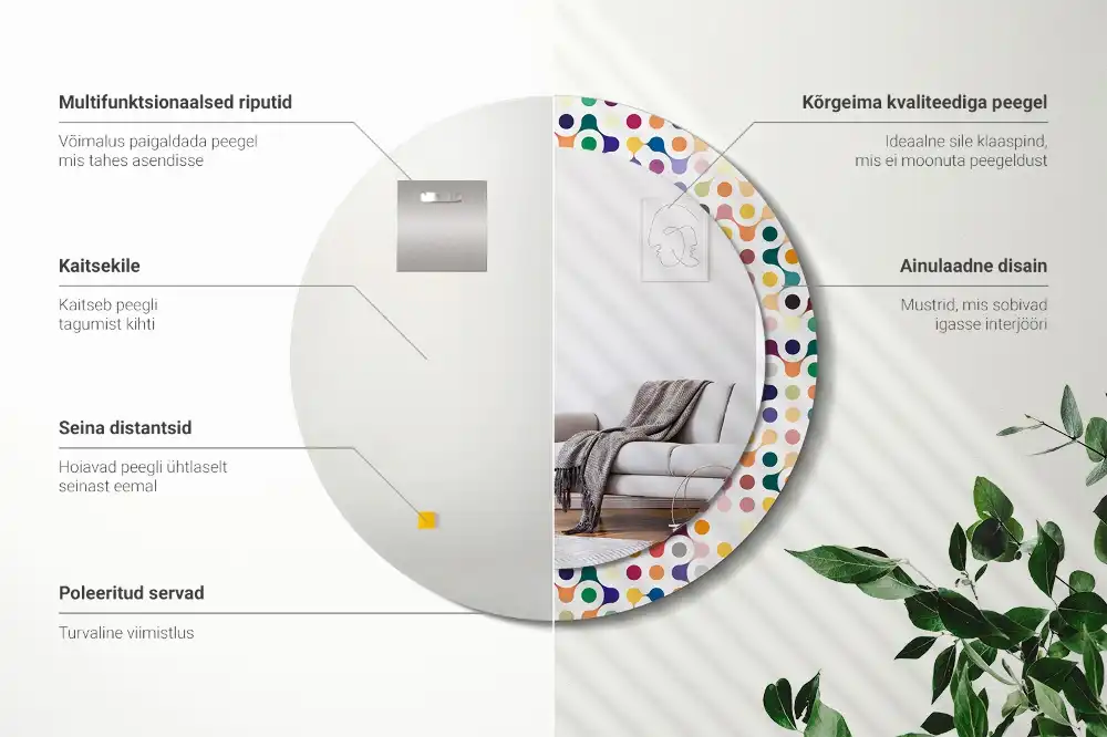 Espejo redondo estampado Puntos de arte pop