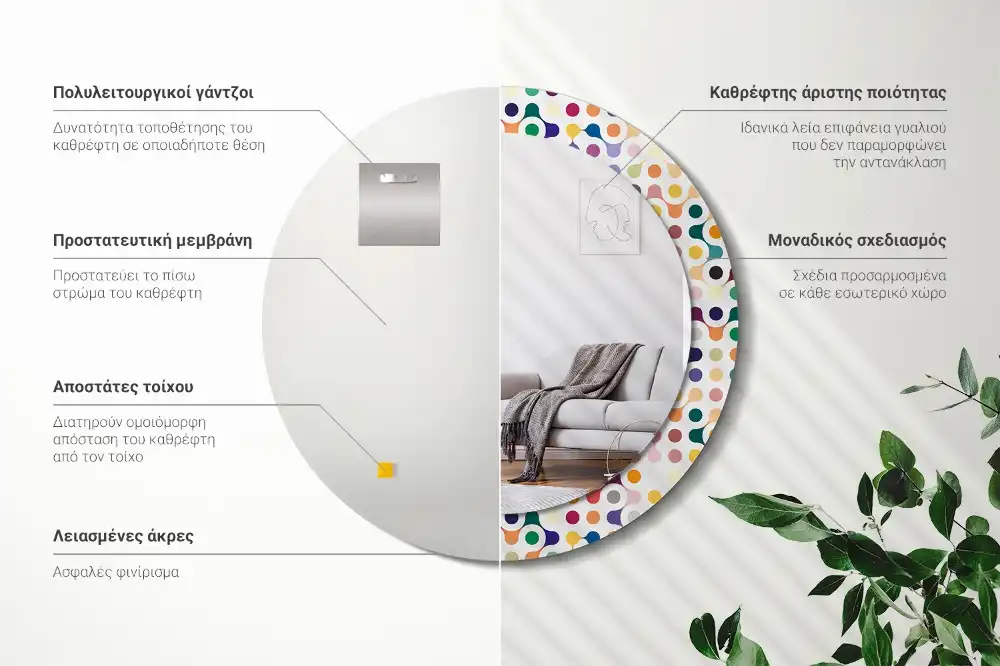 Espejo redondo estampado Puntos de arte pop