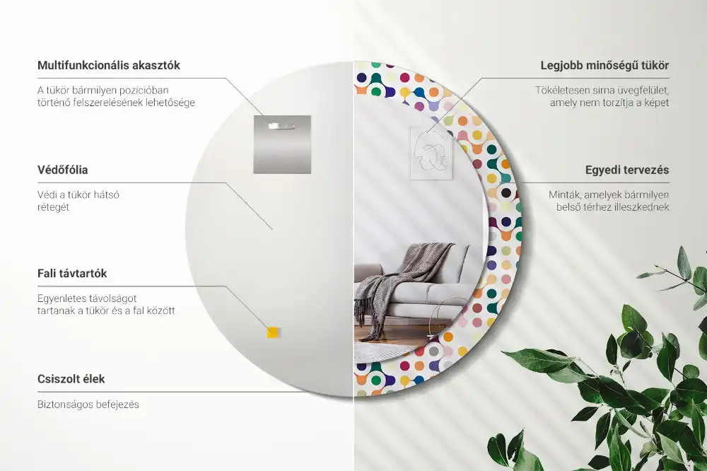 Espejo redondo estampado Puntos de arte pop