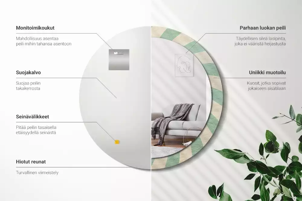 Espejo redondo impreso Patrón retro pastel