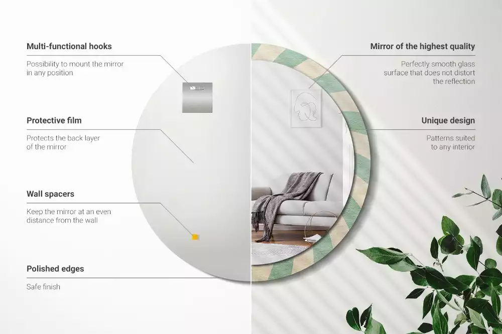 Espejo redondo impreso Patrón retro pastel