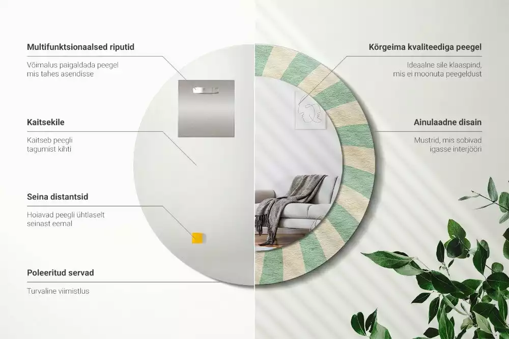 Espejo redondo impreso Patrón retro pastel