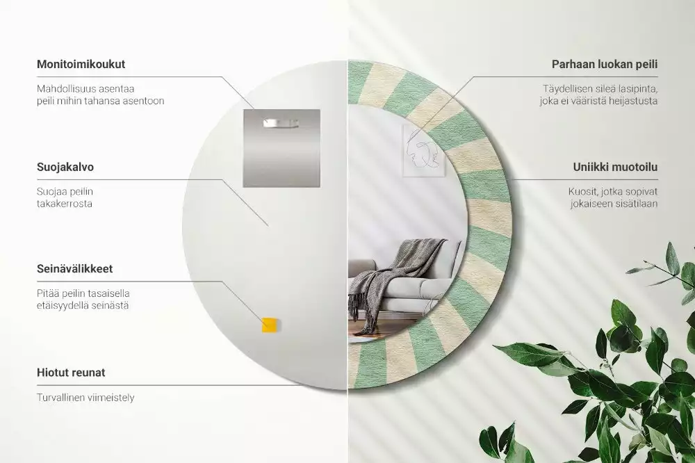 Espejo redondo impreso Patrón retro pastel