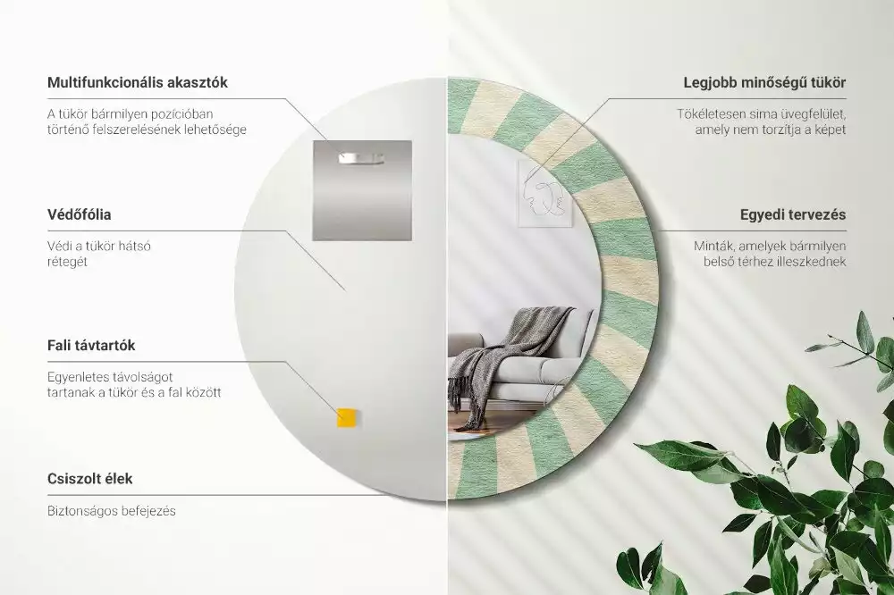 Espejo redondo impreso Patrón retro pastel