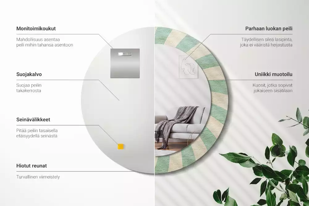 Espejo redondo impreso Patrón retro pastel