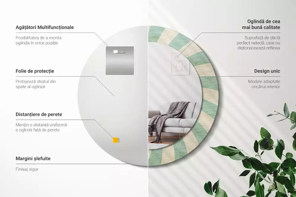 Espejo redondo impreso Patrón retro pastel