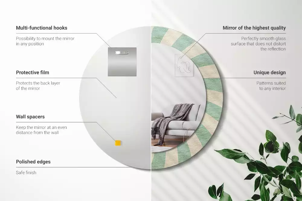 Espejo redondo impreso Patrón retro pastel