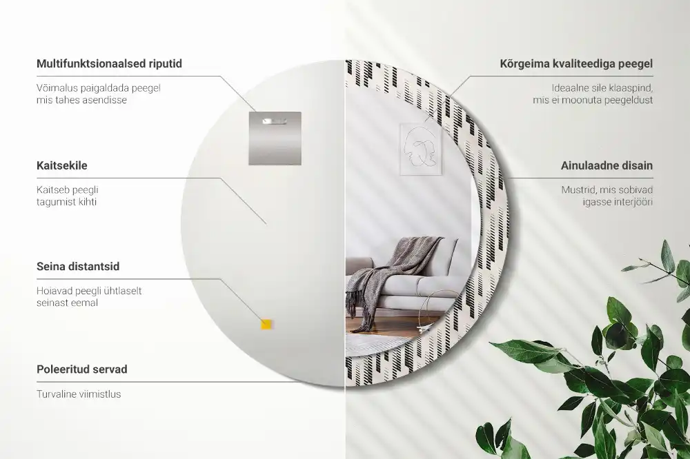 Espejo redondo impreso Patrón de rayas