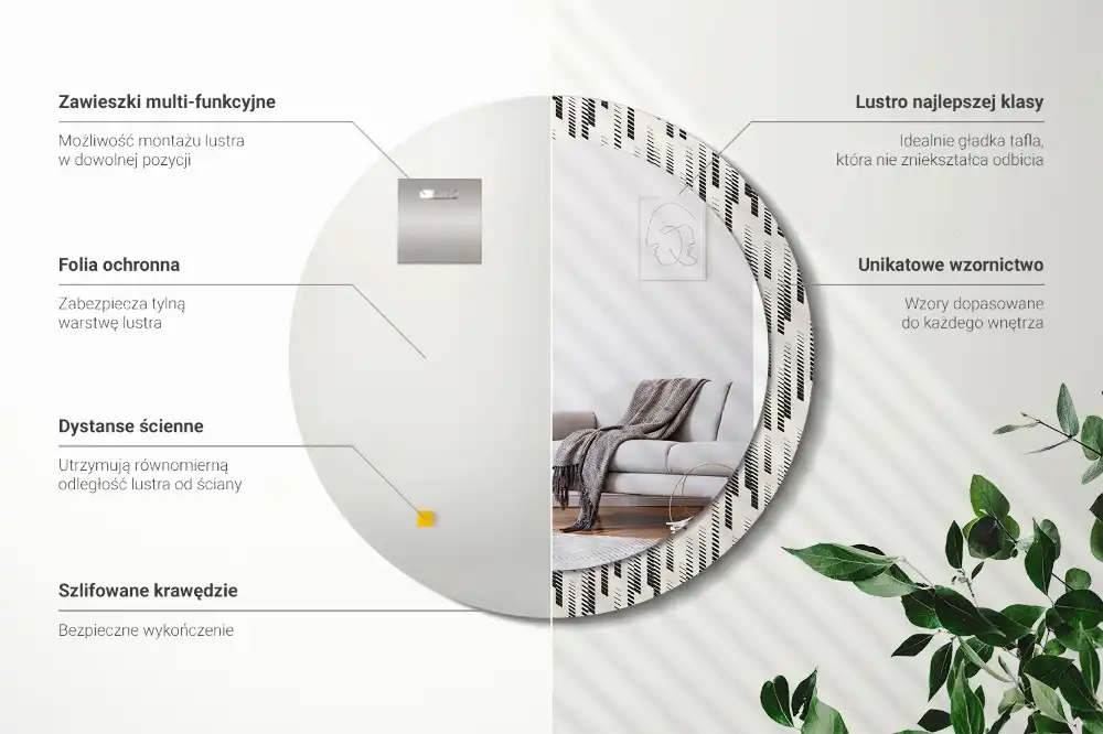 Espejo redondo impreso Patrón de rayas