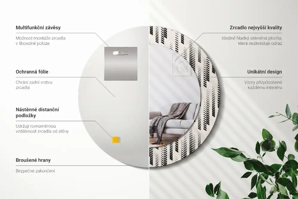 Espejo redondo impreso Patrón de rayas