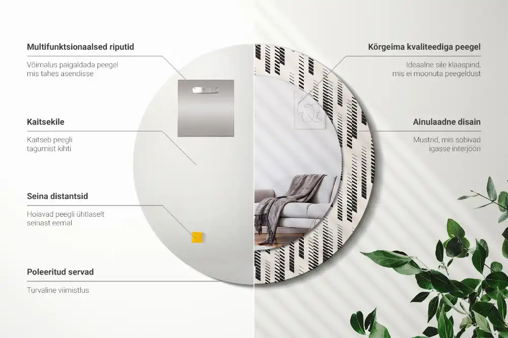 Espejo redondo impreso Patrón de rayas