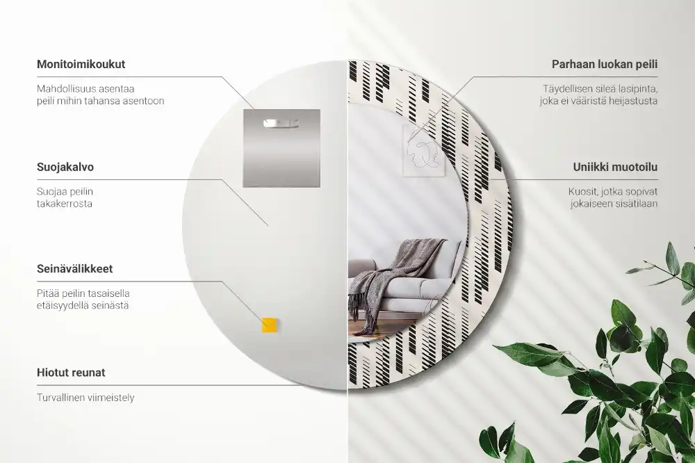 Espejo redondo impreso Patrón de rayas