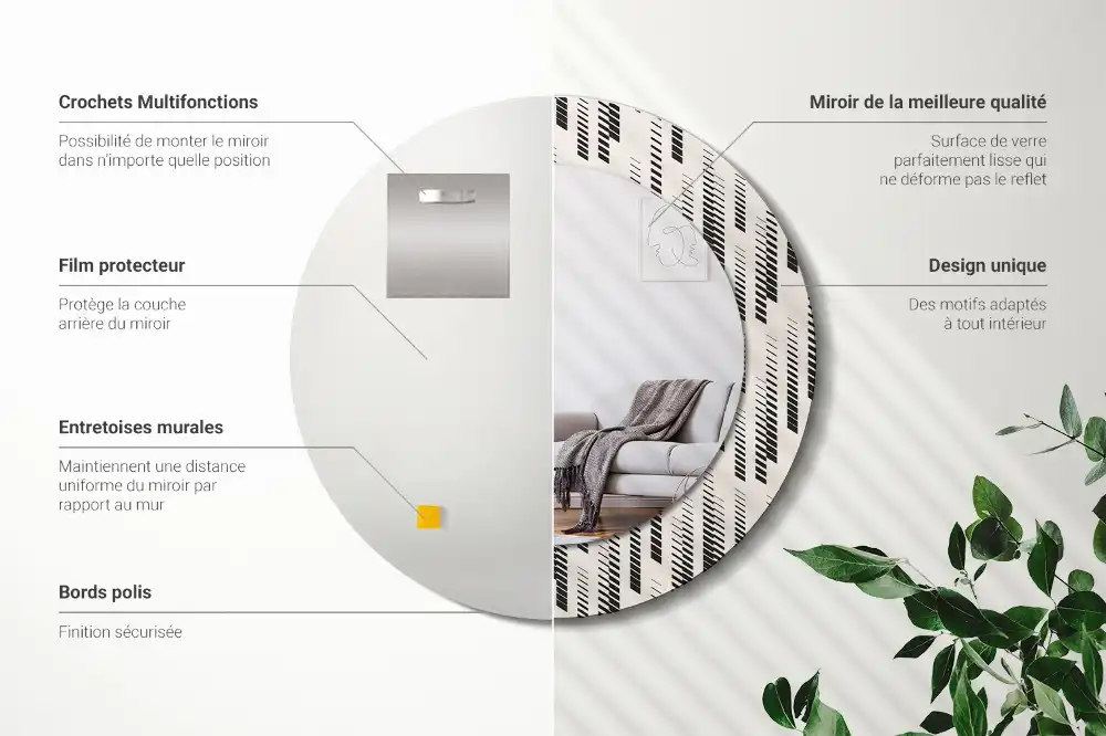 Espejo redondo impreso Patrón de rayas