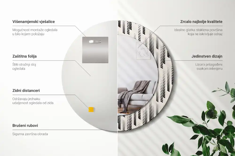 Espejo redondo impreso Patrón de rayas