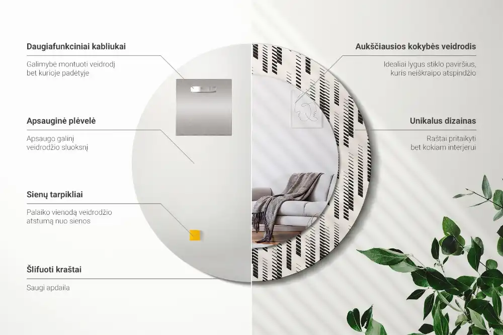 Espejo redondo impreso Patrón de rayas