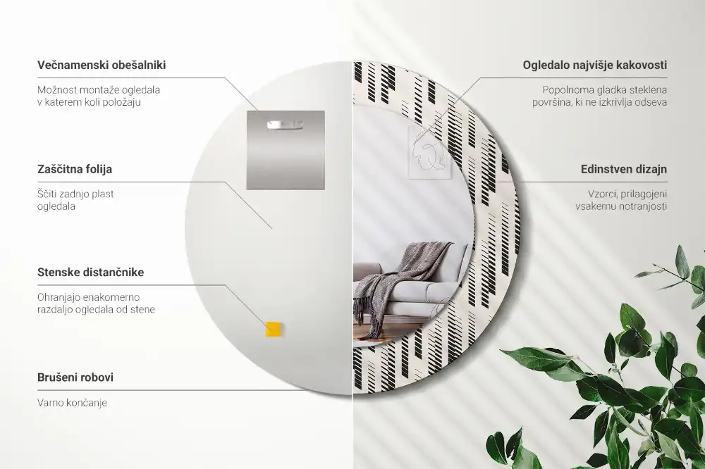 Espejo redondo impreso Patrón de rayas