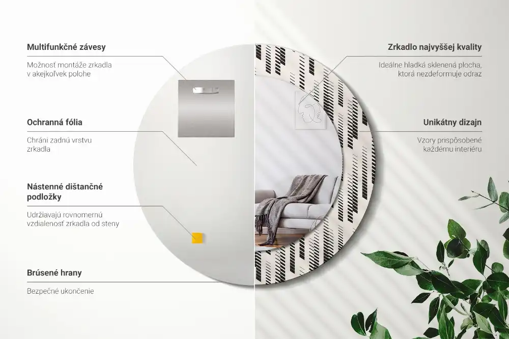 Espejo redondo impreso Patrón de rayas