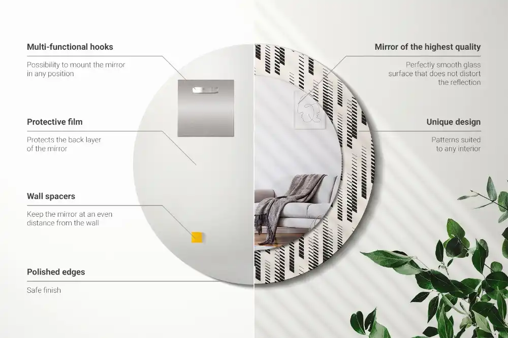 Espejo redondo impreso Patrón de rayas