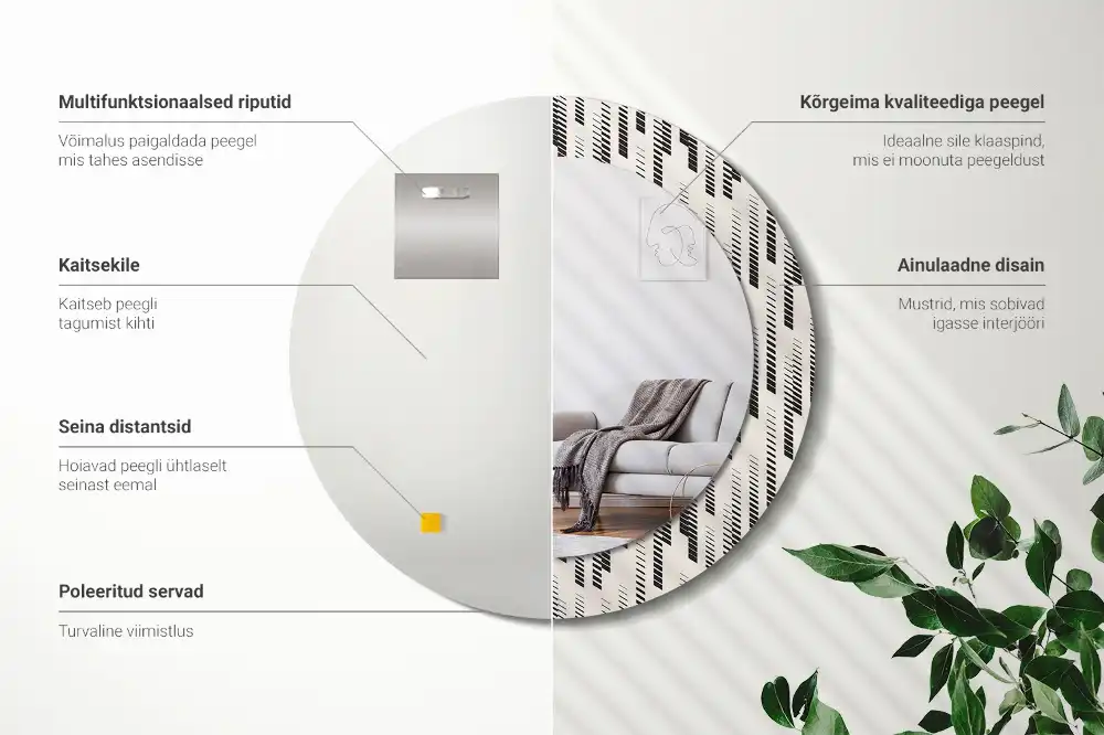 Espejo redondo impreso Patrón de rayas