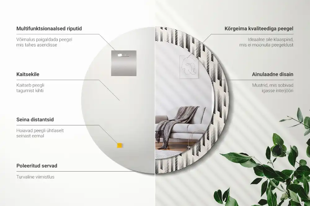 Espejo redondo impreso Patrón de rayas