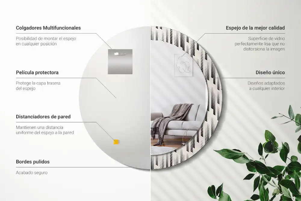 Espejo redondo impreso Patrón de rayas